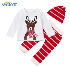 Newborn Baby Boy Christmas Deer Print Long Sleeve