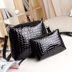 Women's Artificial Leather Embossed Messenger Bags 2pcs/set Clutch Shoulder/Hand Bag