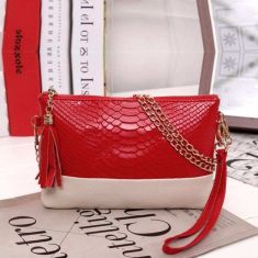 Women Synthetic Leather Tassel Clutch Bag