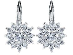 Gold Flower Stud Earrings with Zircon Stone