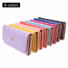 Women Clutch Long Purse Synthetic Leather Tri-Fold Wallet