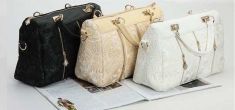 Lace decoration bags leather handbags