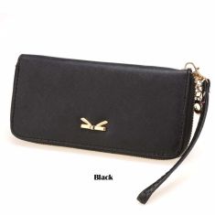 Women Synthetic Leather Zipper Around Organizer Casual Phone Wallet Clutch Purse