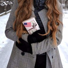 Women Synthetic Leather Scrawl Clutch Wallet Purse Handbag