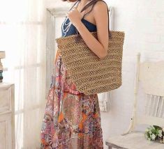 Hollow Straw Bags Lady Beach Handbags 