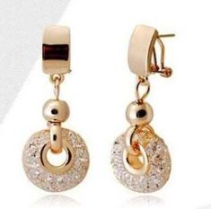 Luxury catring 18k Rose Gold Drop Earrings Champagne Wire Zircon Crystal