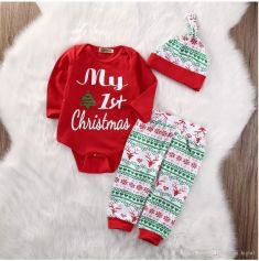 pudcoco My First Christmas 3PCS Cute Long Sleeve