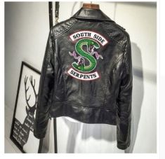 Logo Southside Riverdale Serpents Pink/Black PU Leather Jackets Women