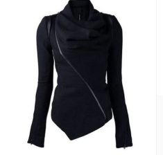 Women Jacket Coat black Basic Overcoat Winter Autumn Goth Thick Outwear pullover hoodies