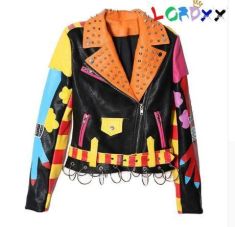 Streetwear Short Leather Jacket Zipper Slim Motorcycle Coat Top