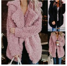 Outerwear & Coats Jackets fashion Womens Ladies Warm Artificial Wool Lapel Winter coats