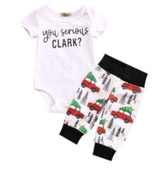 Christmas Cute Newborn Infant Baby Boy Clothes Romper Tops + Bus Long Pants