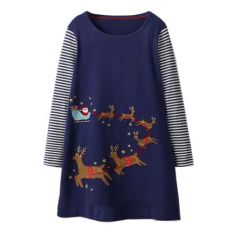 Baby Girls Dress with Animal Applique Kids Clothes Long Sleeve Children Dresses