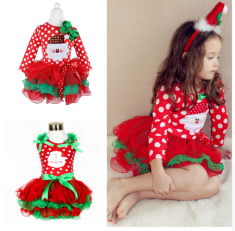 Fancy New Year Baby Girl Santa Dress For Girls