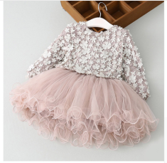 New Lace Flower Princess Dress 2018 Spring Girl Dress Winter Long Sleeve
