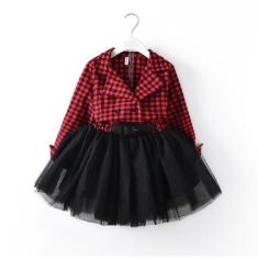 pudcoco Red Plaids Kids Baby Girls Long Sleeve Dresses