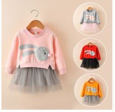 MUQGEW Winter Kids Baby Girl Clothes Cartoon Bunny Princess Patchwork Sweatshirt 