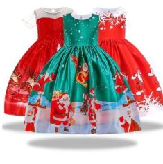New Year Girl Christmas Dress Baby Winter Snowman