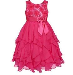 Baby Girl Dresses Red Sequin Big Bow Baby Party Dress 