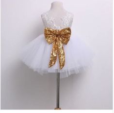 Kids Baby Girl Sequins Boknot Dress Party Dresses Christmas Costume Dress