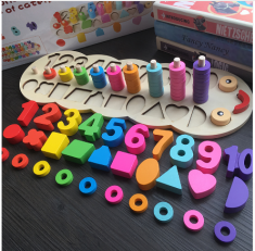 Children Wooden Montessori Materials Learning To Count Numbers Matching Digital Shape