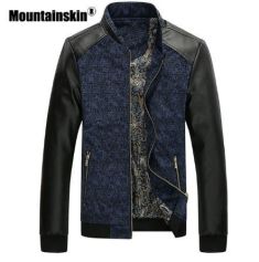 Mountainskin PU Leather Patchwork Men's Jackets 6XL Autumn Fashion Coats