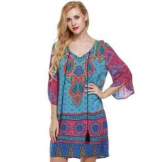 Bohemian Floral Print Summer Casual Dress