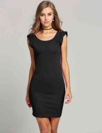 Women Ruffles Bodycon Sheath Cocktail Dress