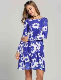 Women's Long Sleeve Print Casual Loose Tunic Dress