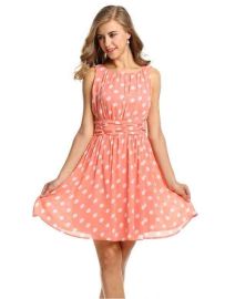 Zeagoo Women Chiffon Polka Dots Pleated Party Cocktail Dress