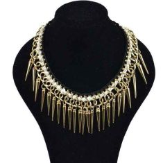 Individual New Style Gold Alloy Exaggerate Rivet Spike Necklace