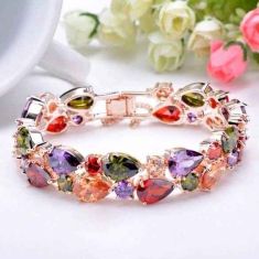 Fashion Rose Gold Plated Multicolor Zircon Bracelet