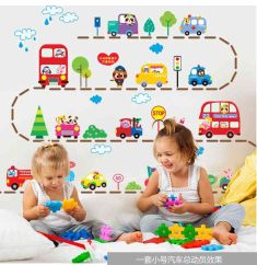 Animals Cars Trucks Bus Wall Sticker for Kids Playroom