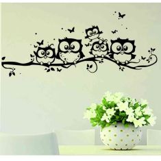 Cute Cartoon Owl tree bridge wall stickers