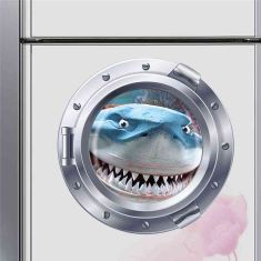 Shark fish submarine portholes wall stickers