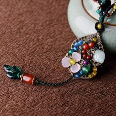 fashion Chinese wind ethnic jewelry nature stones vintage necklace ,new ethnic agate necklace,handmade glass glazed necklace