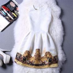 Cartoon Castle Summer Sleeveless Girls Print Dress Knee Length Princess A-Line Dress Clothes For Kids 6 to 12 years Old Kids