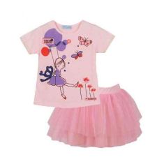 Keelorn Girls Dress 2017 Brand Kids Clothes White Cartoon Short Sleeve T-Shirt+Veil Dress 2Pcs baby girl clothes for 2-6Y