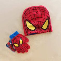 Autumn Winter Girls Boys Hat Set Cartoon Spider Man Warm Cap knitted Hat Gloves Children Hat Sets