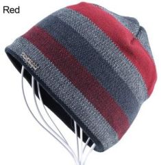 2017 Men's Skullies Hat Bonnet Winter Beanie Knitted Wool Hat Plus Velvet Cap Thicker Stripe Ski Sports Beanies Hats for men