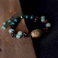 Chinese wind Lubolar red sandalwood ethnic jewelry vintage bracelet ,new Aventurine Quartz bracelet,handmade Day Beads bracelet