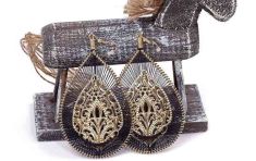 Vintage earring handmade knitted bohemia