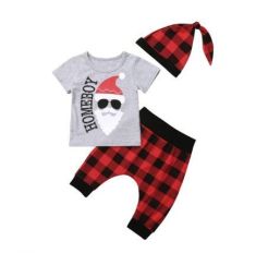Christmas Newborn Baby Boy T shirt Tops+Harem Pants 3pcs Outfits Set Clothes