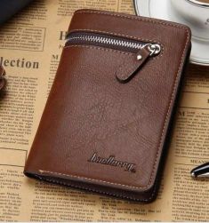 Short Men Wallet Leather Zipper Clip Day Clutches Purse