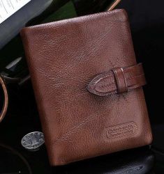 Brown Design Male Cowhide Short Wallet Leather Casual Retro Men Wallets