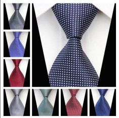 Dot Stripe Classic 100% Silk Neck Tie Design 1