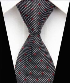 Dot Stripe Classic 100% Silk Neck Tie Design 17