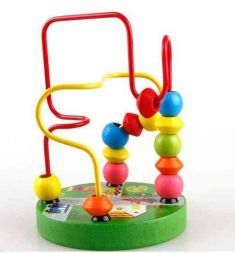 Kids Baby Colorful Wooden Mini Around Beads Educational Game Toy