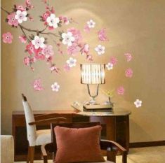 Sakura Flower Bedroom Room Vinyl Decal Art DIY Home Decor Wall Sticker Removable Stickers Transparent Poster Wallpaper