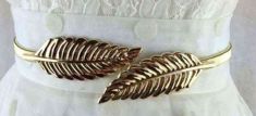 Fashion Gold Metal Leaves Belt Women Alloy Leaf All-match Elastic Waist Straps Casual Cummerbund Gift
